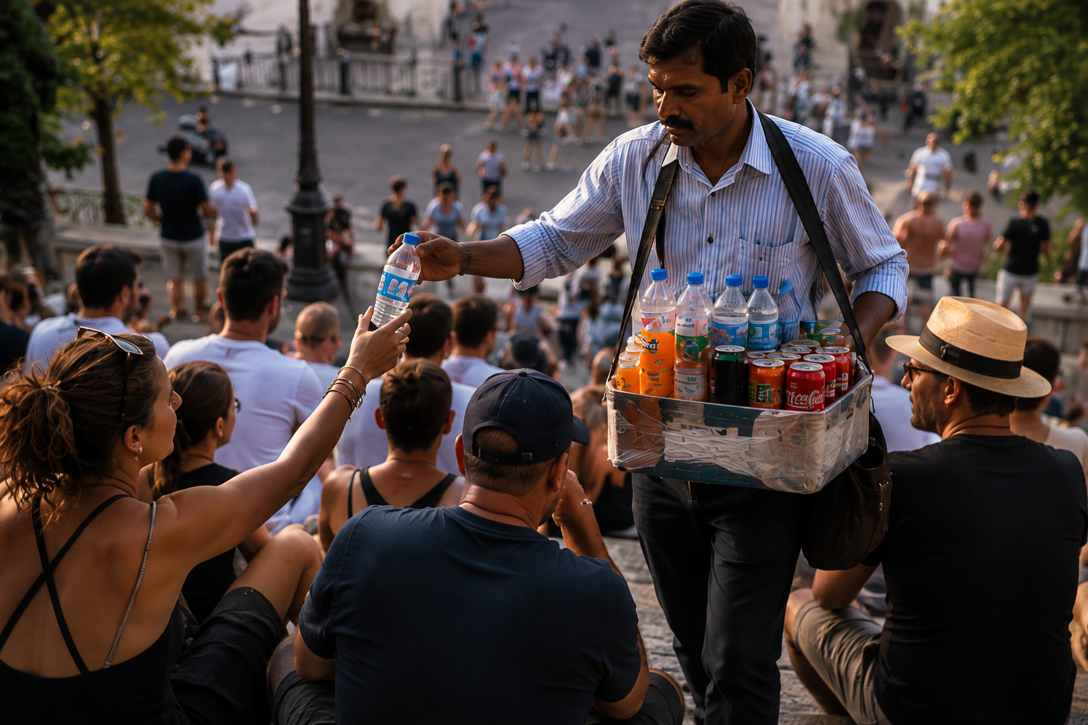 Venditore di bevande sulla scalinata di Montmartre
